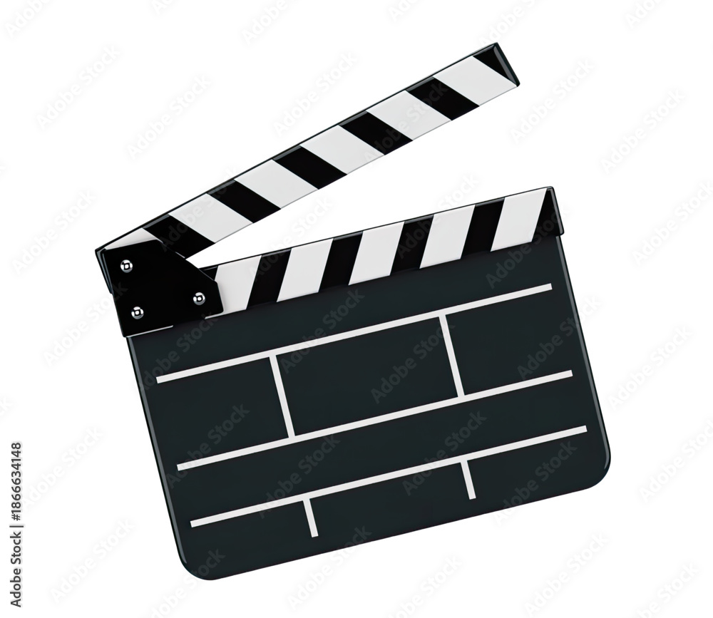 Fototapeta premium 3d Traditional Film Slate with Striped Design for Movie Making and Filming