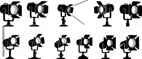 set of spotlight icon silhouette design vector illustration
