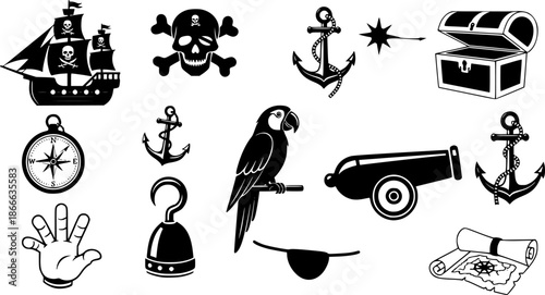 pirate icons on white background
