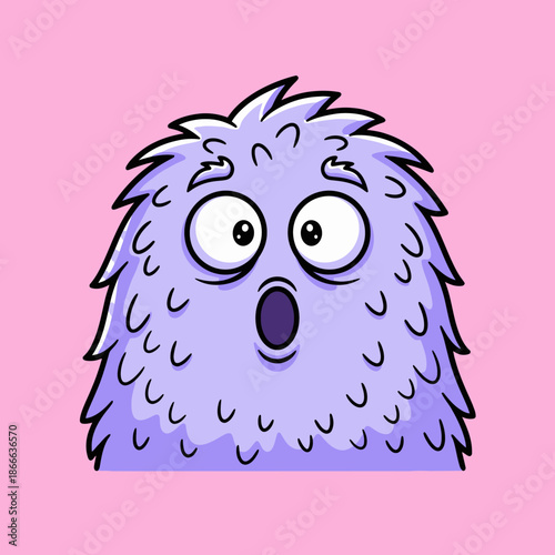 Purple Cartoon Monster with Surprised Expression.