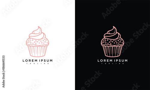 Cupcake illustration with decorative frosting on contrasting backgrounds