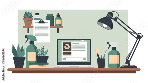 A calm and minimalist scene featuring a potted plant on a shelf, perfect for use in design projects related to nature, wellness, or home decor.