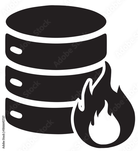 Database on fire icon