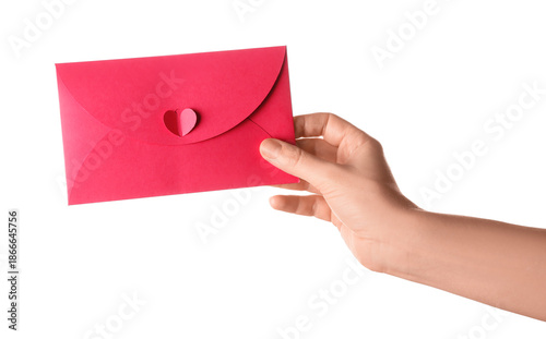 Female hand with pink envel...