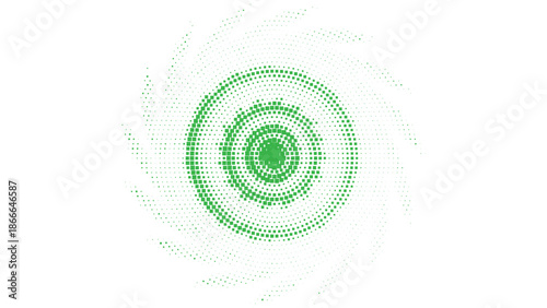 Green Circular Halftone Wave Form Creating Digital Motion Vector Illustration