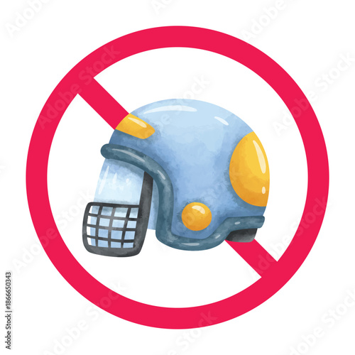 No american football sign, forbidden sign with football helmet icon, american football prohibited sign, vector illustration