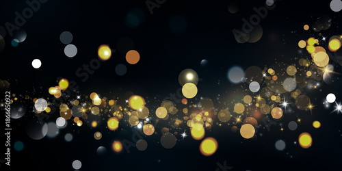 abstract black golden light bokeh background