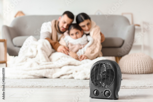 Electric fan heater on floo...
