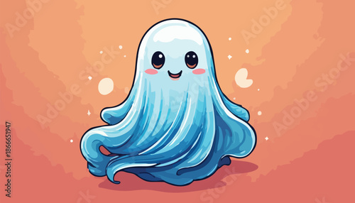 Adorable Cartoon Ghost with Big Eyes and a Sweet Smile.