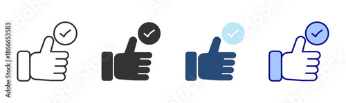 Approval Icon Set. Designed In Multi Style