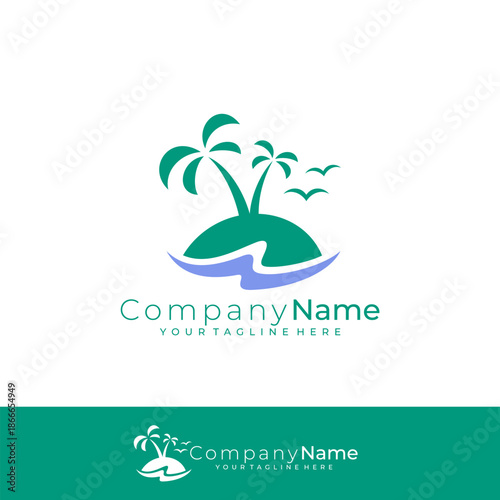 Sea and ocean logo with simple design, beach logo