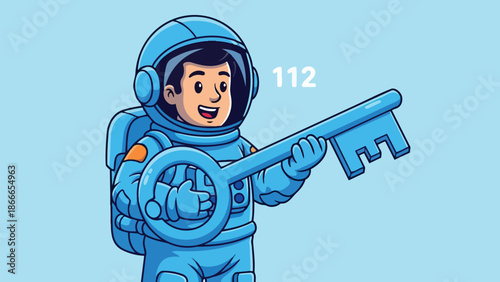 Astronaut Holding a Key - Unlocking Cosmic Mysteries and Future Possibilities.