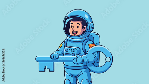 Astronaut Holding a Key - Unlocking Space Exploration and Discovery.