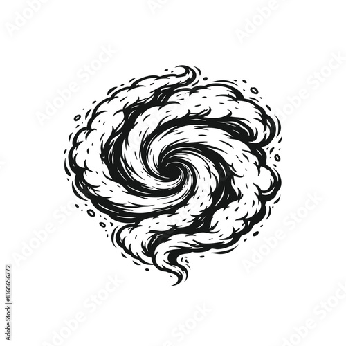 Abstract spiral whirlwind vortex illustration isolated on transparent background, generative ai
