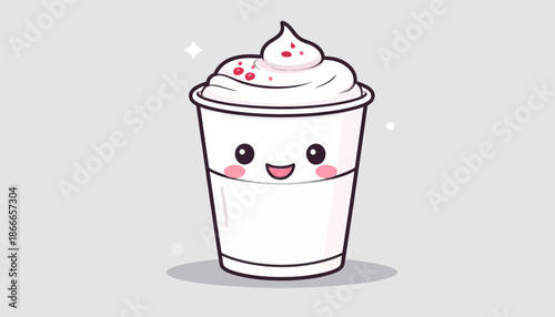 Cute Milkshake Cartoon Character with Smiling Face