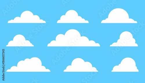 Cloud Set Isolated on Blue Background
