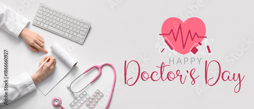 Doctor hands writing in not...