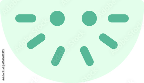Cute smiling watermelon slice character in soft flat minimalist style on white background.