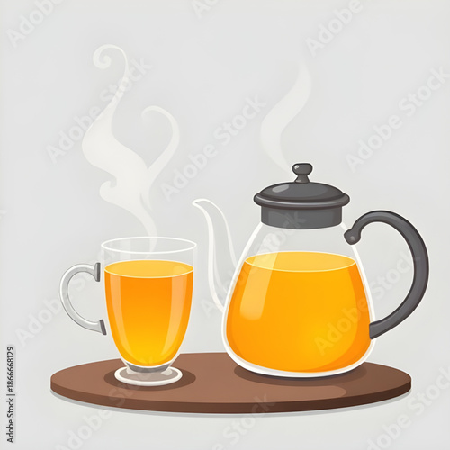 teapot, teacup, tea, beverage, drink, hotdrink, warm, steam, ceramicware, porcelain, kitchenware, table, serve, serving, breakfast, teatime, relax, calmness, cozy, comfort, aroma, herbaltea, greentea,