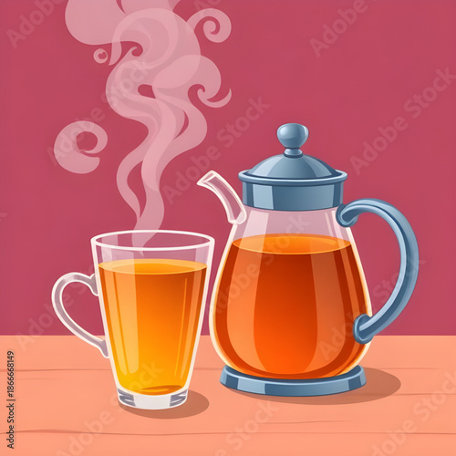 teapot, cup, tea, beverage, drink, hot, warm, steam, ceramic, porcelain, kitchen, tableware, serving, teatime, relax, calm, cozy, comfort, aroma, herbal, green, blacktea, infusion, leaves, natural, or