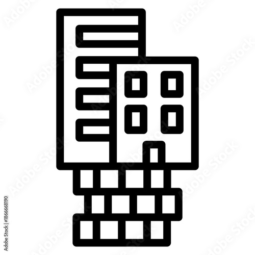 부동산 아웃라인 아이콘. 아파트 투자