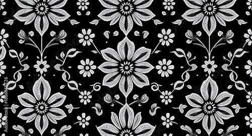 seamless, floral, pattern, silhouette, background, flowers, flower, bloom, blossoms, petals, leaves, leaf, botanical, nature, plant, garden, foliage, decorative, ornament, design, repeat, repeating, t