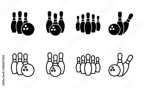 Bowling icon vector. bowling ball and pin sign and symbol.