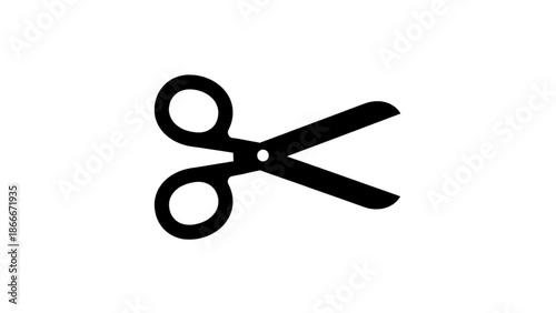 Vector illustration of, on transparent background, a black silhouette of open cutting scissors