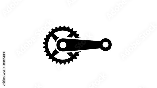 Vector illustration of a bicycle crankset, a gear and pedal mechanism, on transparent background