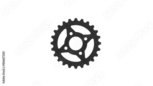 Vector illustration of a dark sprocket wheel with teeth, a mechanical part on transparent background