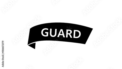 Vector illustration of a black ribbon banner featuring 'GUARD' text, on transparent background