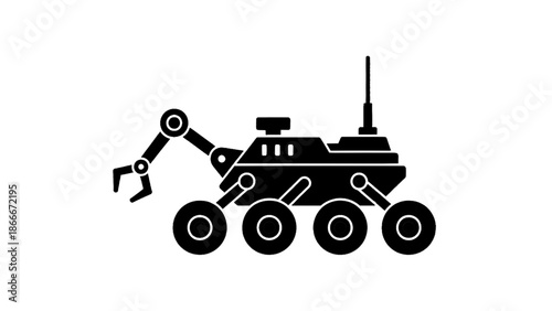 Vector illustration of a robotic Mars exploration rover vehicle, on transparent background