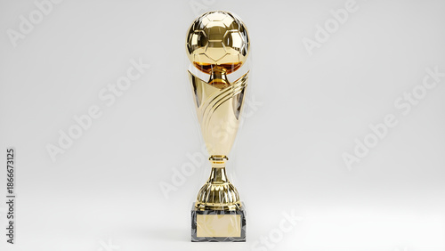 Protected soccer trophy symbolizing fragile glory, responsibility and high stakes of the World Cup