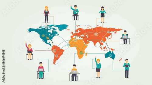 Global Network of People Connected Worldwide.