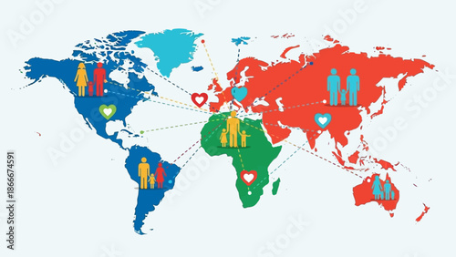 Global People Connection World Map Illustration.