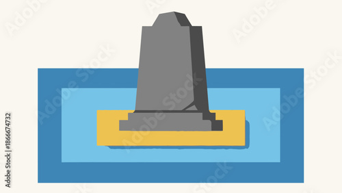 Gray Monument on Yellow Base.