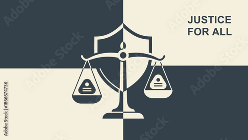 Graphic Illustration of Justice Scales Symbol.
