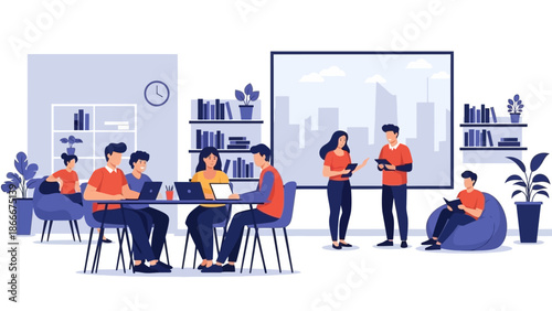 Group of People Working Together Office.