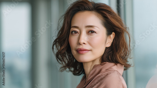静かな窓辺で見つめる日本人中年女性のポートレート Free Download 静かな窓辺で見つめる日本人中年女性のポートレート - GFXLoad