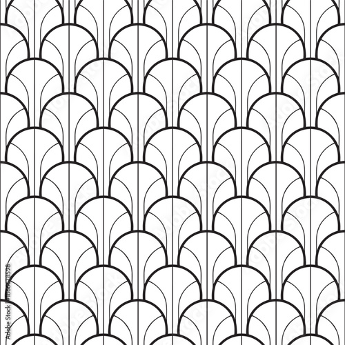 Abstract Seamless Black and White Art Deco Vector Pattern