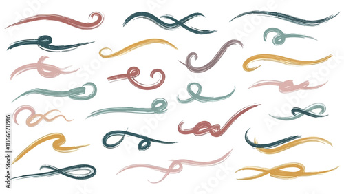 Collection of Artistic Swirls and Flourishes in Various Colors.