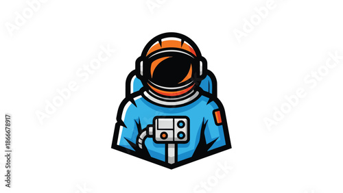 Cartoon Astronaut Illustration - A Bold and Colorful Space Explorer.