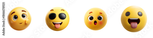 Four diverse emojis showing various emotions