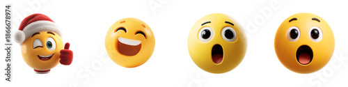 Four different yellow emoji faces showing various emotions