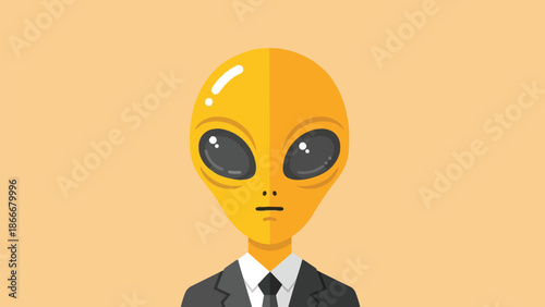 Alien in a Suit - Extraterrestrial Business Professional Illustration.