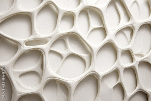 Voronoi cellular pattern creates abstract organic texture with smooth white surface and interconnected shapes ideal for modern design and creative backgrounds