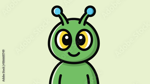 Cartoon Alien Character with Antennae and Large Eyes.