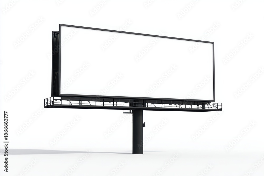 Obraz premium Large Blank White Billboard Structure on White Background with Copy Space advertisement advertising