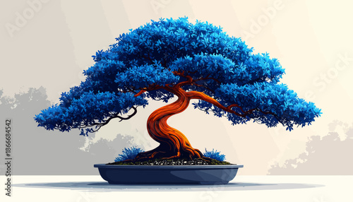 Blue Bonsai Tree - A Symbol of Serenity and Harmony.