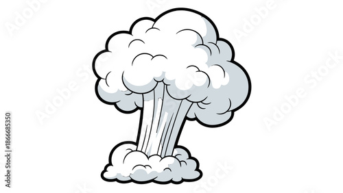 Large smoke explosion cloud with mushroom shape and gray shading in classic comic book style